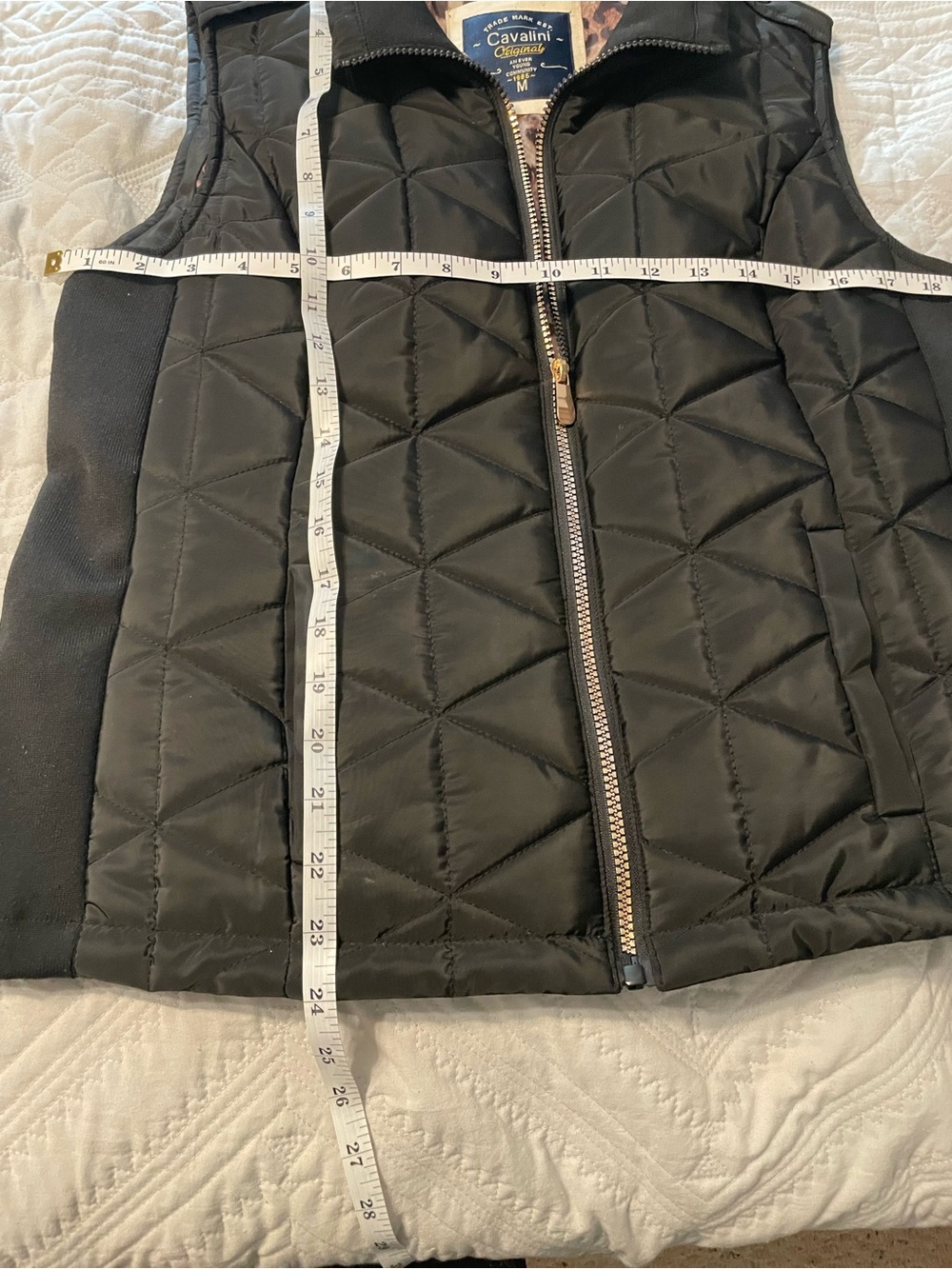 Cavalini Black Quilted Puffer Vest with Leopard Print Lining - Picture 8 of 10
